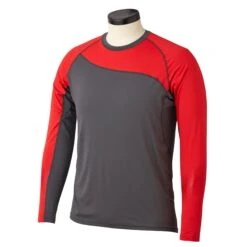 Bauer Pro Long Sleeve Base Layer Mens Top - Dark Grey / Red (2019)